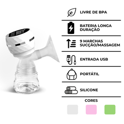 Extrator Tira Leite Elétrico Portátil Amamentação Sugador - Branco - 2