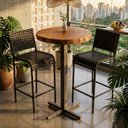 Ver imagem 5 de Mesa Bistro Alta Industrial Madeira Macica 100cm Bar Varanda Gourmet Canto Cafe 80cm