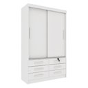 Ver imagem 2 de Guarda-Roupa Solteiro com 2 Portas de Correr e 6 Gavetas 133cm Multimóveis CR35485 Neve