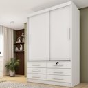 Ver imagem 1 de Guarda-Roupa Solteiro com 2 Portas de Correr e 6 Gavetas 133cm Multimóveis CR35485 Neve