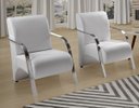 Ver imagem 4 de Kit 2 Poltronas Sevilha Braço Metal Decoração Recepção Escritório Sala - Corino Branco
