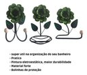 Ver imagem 3 de Kit 3 Peças para Banheiro com Flores em Ferro:verde