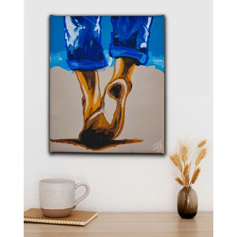Quadro Decorativo em Acrílico Pintado a Mão de Pequeno Tamanho para Ambientes Diverso