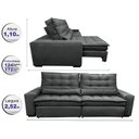 Ver imagem 2 de Sofá Retrátil e Reclinável 2,52m Molas Ensacadas Cama inBox Catar Velusoft Cinza