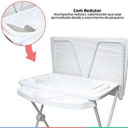 Kit Banheira Banho Bebê Galzerano Classic Branca 20L + Suporte com Trocador + Redutor + - 4