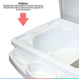 Kit Banheira Banho Bebê Galzerano Classic Branca 20L + Suporte com Trocador + Redutor + - 3