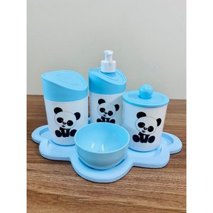Kit Higiene Pandinha Baby - Azul C/bandeja Nuvem Azul