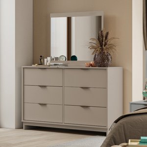 Cômoda 6 Gavetas com Espelho Quarto 1160 Carraro Avelã