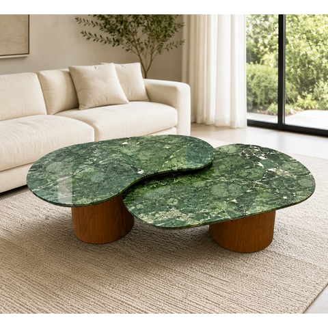 Conjunto de Mesas de Centro Lya Design Orgânico – Mármore Verde Guatemala