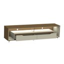 Ver imagem 5 de Rack Contemporâneo para TV até 65 Polegadas com LED MDF 175cm Rodízios Loop Cedro/Off White