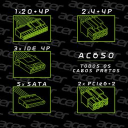 Fonte Atx Acer 650w Full Modular Ac650 Pfc Ativo 80 Plus Bronze - 3