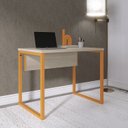 Ver imagem 1 de Escrivaninha Mesa Escritório PE25 90cm Castanheira e Laranja Picasso Cinza