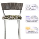 Ver imagem 3 de Jogo de Mesa Bistrô com Tampo de Vidro Redondo 4 Banquetas em Alumínio e Fibra Sintética Argila