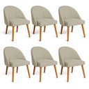 Ver imagem 1 de Kit 06 Cadeiras Poltrona de Jantar Luna Suede Pés Palito Castanho - Pallazio