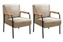 Ver imagem 1 de Kit 2 Poltronas Decorativas Jade Braços Fixo para Sala de Estar, Recepção - Linho Marrom