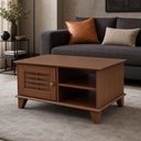 Ver imagem 4 de Mesa de Centro Retangular 78cm 1 Porta Madeira Maciça Aton S05 Ipê - Lyam Decor