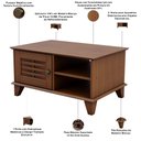 Ver imagem 5 de Mesa de Centro Retangular 78cm 1 Porta Madeira Maciça Aton S05 Ipê - Lyam Decor