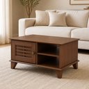 Ver imagem 1 de Mesa de Centro Retangular 78cm 1 Porta Madeira Maciça Aton S05 Ipê - Lyam Decor