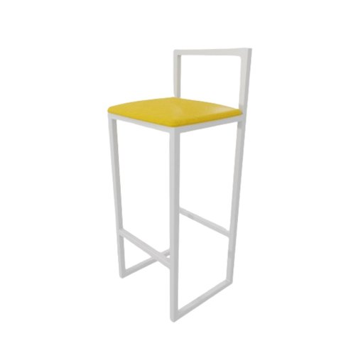 Banqueta Alta Balcão Bistrô Industrial Branca Assento Estofado  