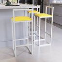 Ver imagem 2 de Banqueta Alta Balcão Bistrô Industrial Branca Assento Estofado