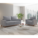 Ver imagem 1 de Conjunto Estofado Living 3 Lugares + 1 Poltrona Napoles Linho Inox - Casa Giulia