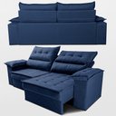 Ver imagem 7 de Sofá Retrátil e Reclinável 2,40m com Molas e Espuma D33 Thunder Velusoft Azul Cama Inbox