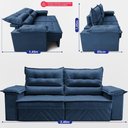 Ver imagem 3 de Sofá Retrátil e Reclinável 2,40m com Molas e Espuma D33 Thunder Velusoft Azul Cama Inbox