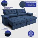 Ver imagem 2 de Sofá Retrátil e Reclinável 2,40m com Molas e Espuma D33 Thunder Velusoft Azul Cama Inbox