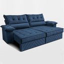 Ver mais imagens de Sofá Retrátil e Reclinável 2,40m com Molas e Espuma D33 Thunder Velusoft Azul Cama Inbox
