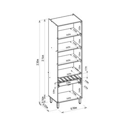 Cristaleira 2 Portas 1 Gaveta e Led Allure Linea Brasil - 9