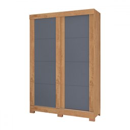 Guarda-roupa Solteiro Turim 2 Portas 2 Gavetas Canelato Rustico/grafite/natura/off White - Atualle M - 2