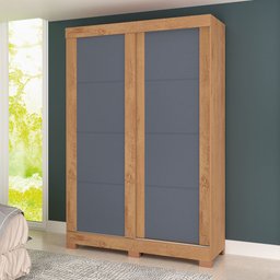 Guarda-roupa Solteiro Turim 2 Portas 2 Gavetas Canelato Rustico/grafite/natura/off White - Atualle M - 1