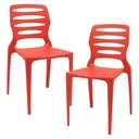 Ver imagem 1 de Kit 02 Cadeiras para Cozinha Área Gourmet Jardim Empilhável Larsen P03 Vermelho - Lyam Decor