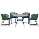 Ver imagem 1 de Mesa com 4 Cadeiras de Jantar Roma 100cm e Noronha em Aluminío Preto Corda Nautica Estofado 10 Trama
