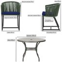 Ver imagem 2 de Mesa com 4 Cadeiras de Jantar Roma 100cm e Noronha em Aluminío Preto Corda Nautica Estofado 10 Trama