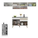 Ver imagem 4 de Armário de Cozinha Modulado com Bancada Veneza Multimóveis Mp2212 Branco/dourado