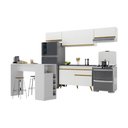 Ver imagem 1 de Armário de Cozinha Modulado com Bancada Veneza Multimóveis Mp2212 Branco/dourado