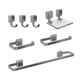 Kit de Acessórios para Banheiro Linha Luxo Quadrado 7 Peças - 1