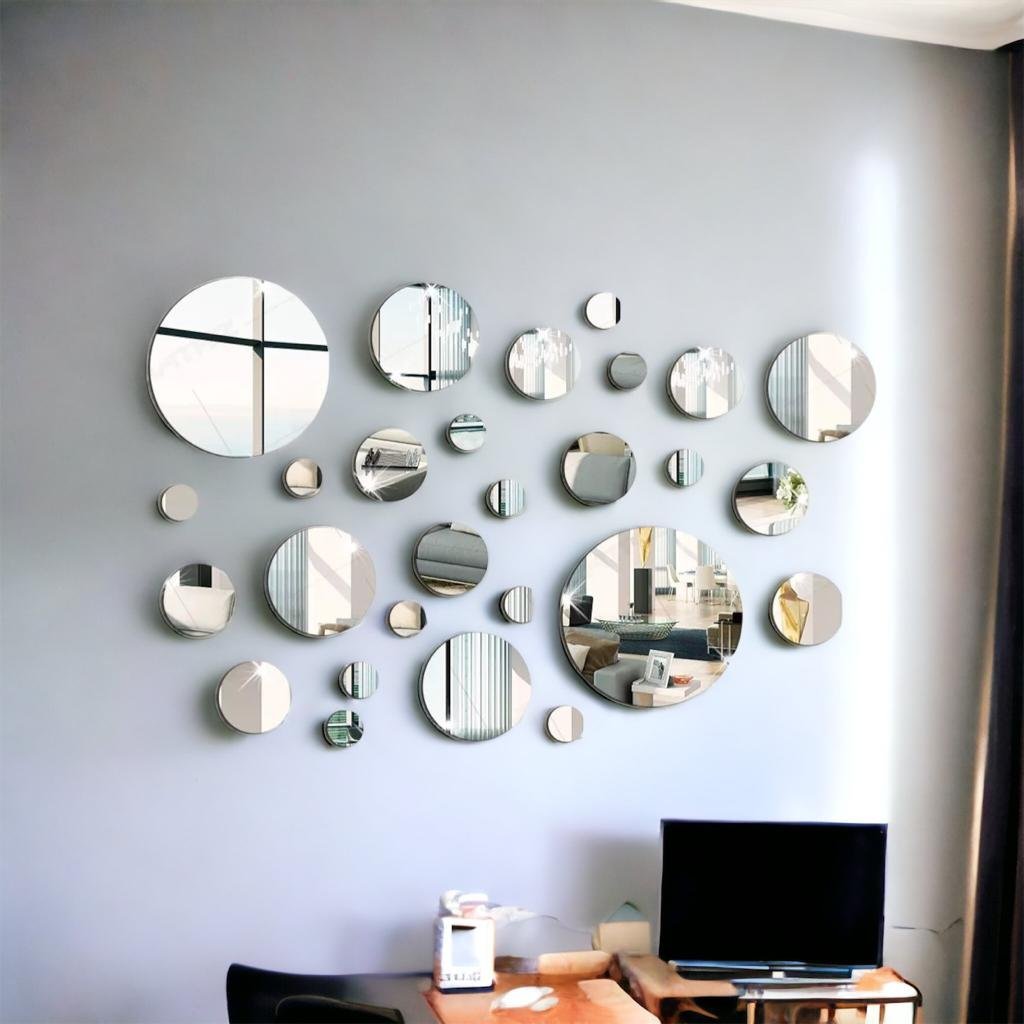 Espelho Decorativo Acrílico Espelhado Círculos Bolas 27 Peça - 6