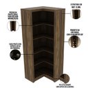 Ver imagem 4 de Estante de Canto Para Escritório E Home Office 4 Prateleiras Brandon 171x68cm T01 Nogal - Lyam