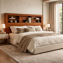 Ver imagem 1 de Cabeceira Lisboa com Prateleiras e Nicho Organizador P/ Cama Box Casal 140 Quarto Casal:cinamomo Rip