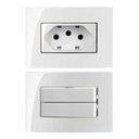 Ver imagem 1 de 5 Tomada 3 Pinos 10a + 2 Tomada 20a + 2 Interruptor Duplo Paralelo Embutir Movel Branco