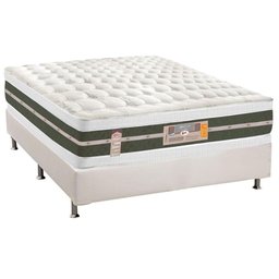 Cama Box Casal: Colchão Molas Castor Bonnel Silver Star Air DF + Base CRC Courano Branco(138x188) - 1