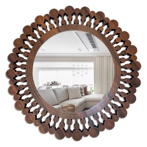 Espelho Decorativo Moldura Madeira Pegui Quebec 85 cm:Marrom