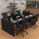 Ver imagem 2 de Estação de Trabalho Mesa Plataforma Escritório 1200x600 4 Lugares Netmobil - Preto