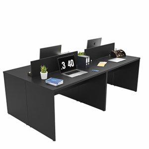 Estação de Trabalho Mesa Plataforma Escritório 1200x600 4 Lugares Netmobil - Preto