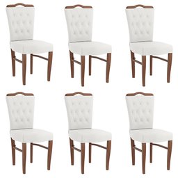 Kit 6 Cadeiras de Madeira Maciça com Espaldar Sala de Jantar Bianca M19 Imbuia/Linho Cru - Mpozenato - 1