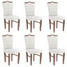 Kit 6 Cadeiras de Madeira Maciça com Espaldar Sala de Jantar Bianca M19 Imbuia/Linho Cru - Mpozenato - 1