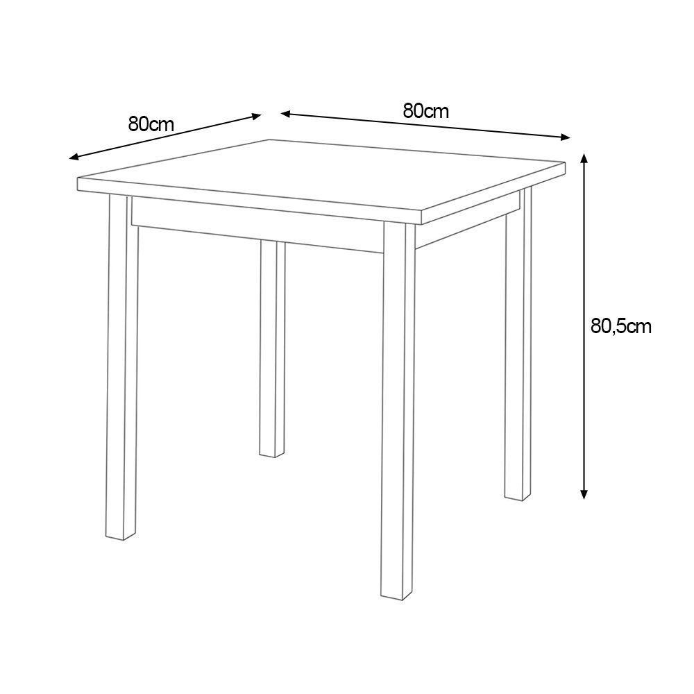 Mesa de Jantar Base Madeira Maciça com 2 Cadeiras Elisa Ideal para Apartamenteo 80x80 Branco - 5