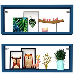 Kit 2 Nicho Retangular Azul 70x15x10p Mdf Decorativo - 1